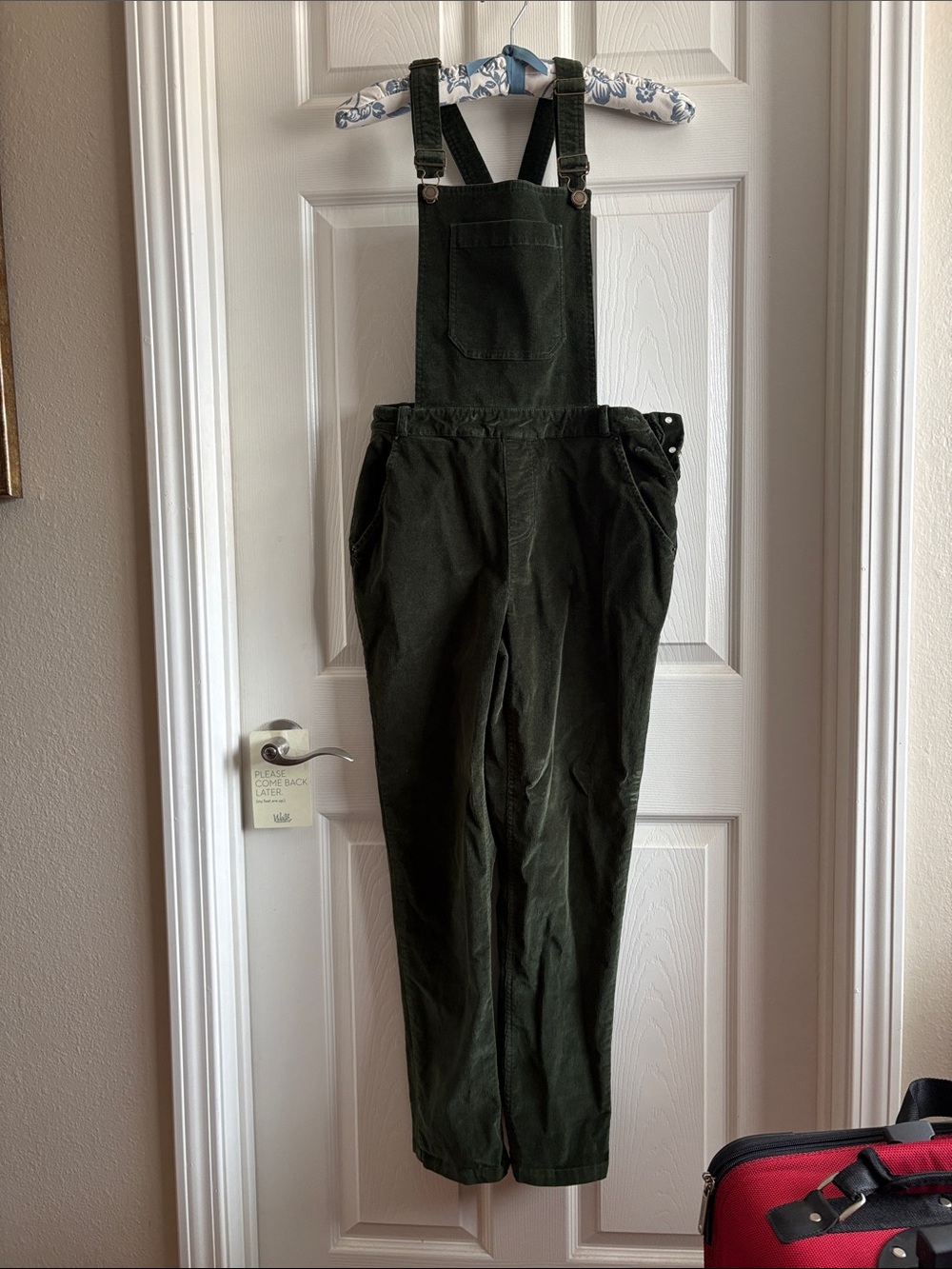 Modcloth Dark Olive Green Corduroy Overalls Jumpsuit